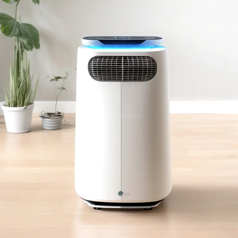 KI-Luftreiniger in modernem Wohnzimmer